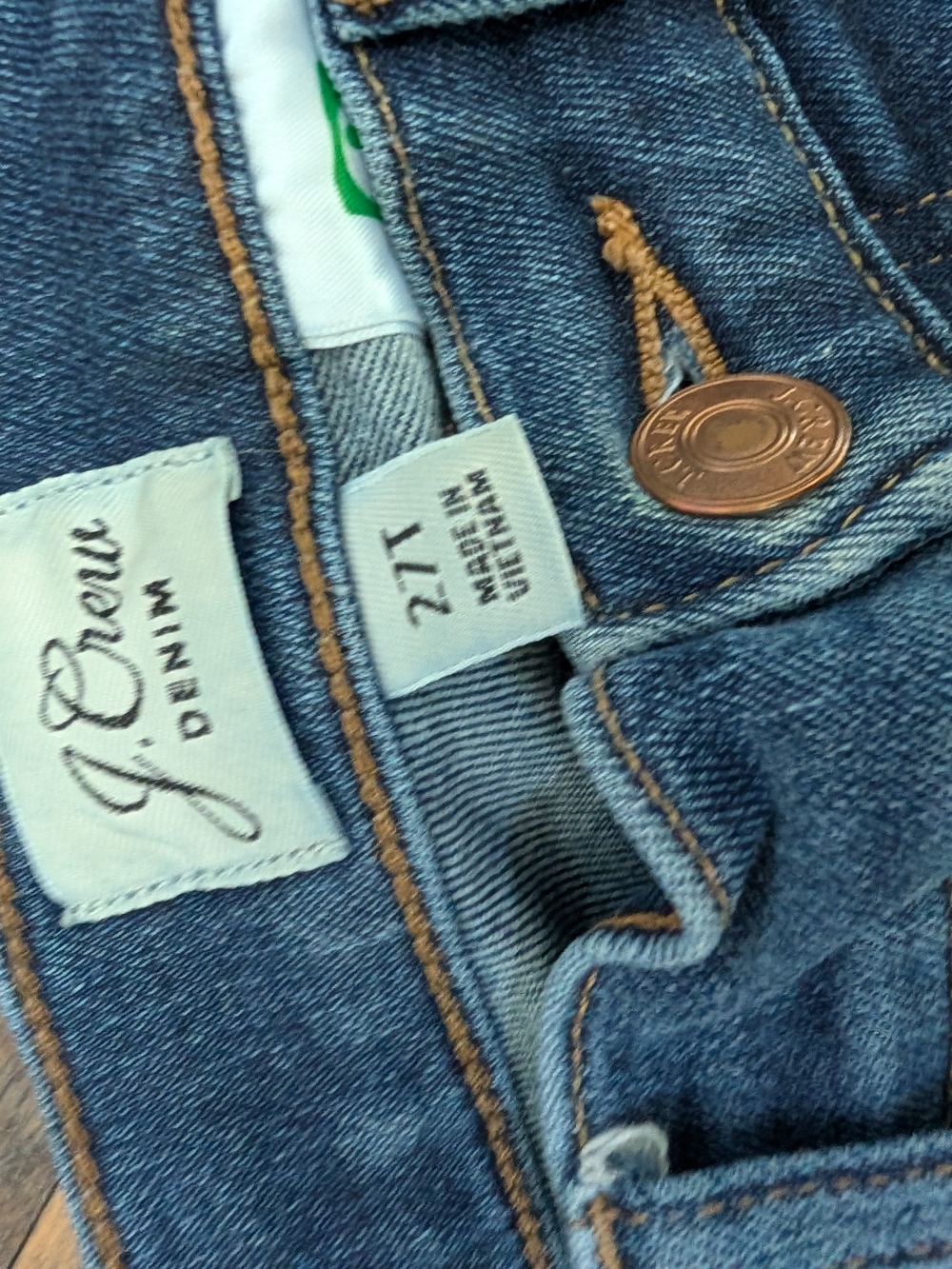 J. Crew Slim Women's Jeans in Medium Blue with Tan Stitching
